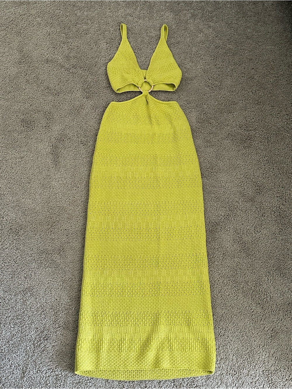 Zara Green Crochet Cut Out Midi Dress